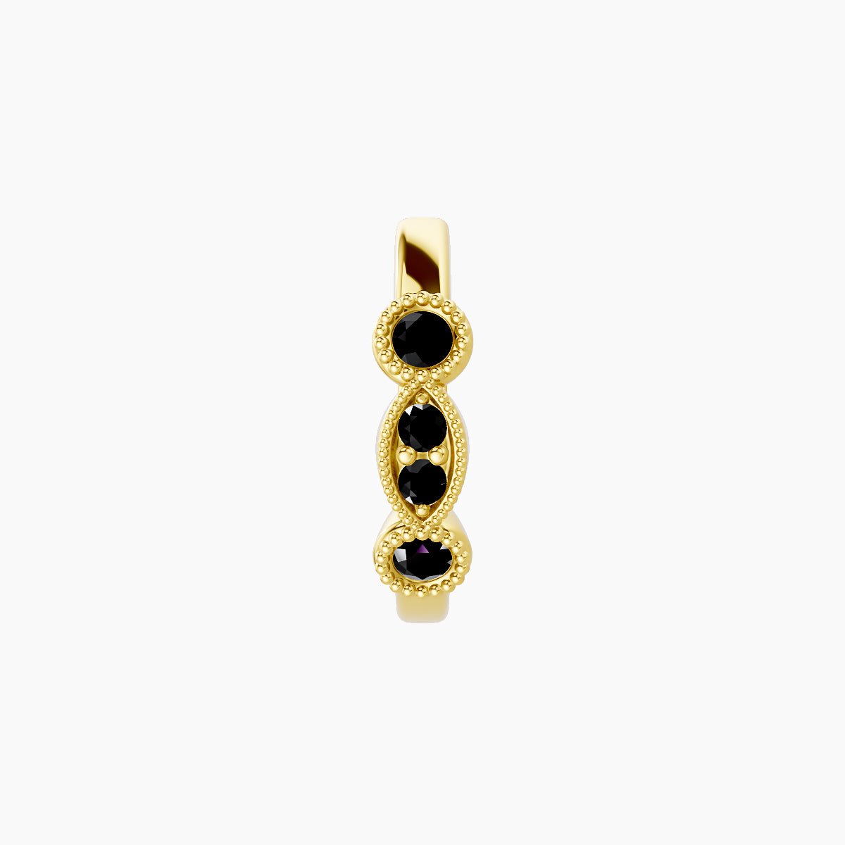 Camilla | 18k Yellow Gold 8 mm Black Diamond Hoop Piercing