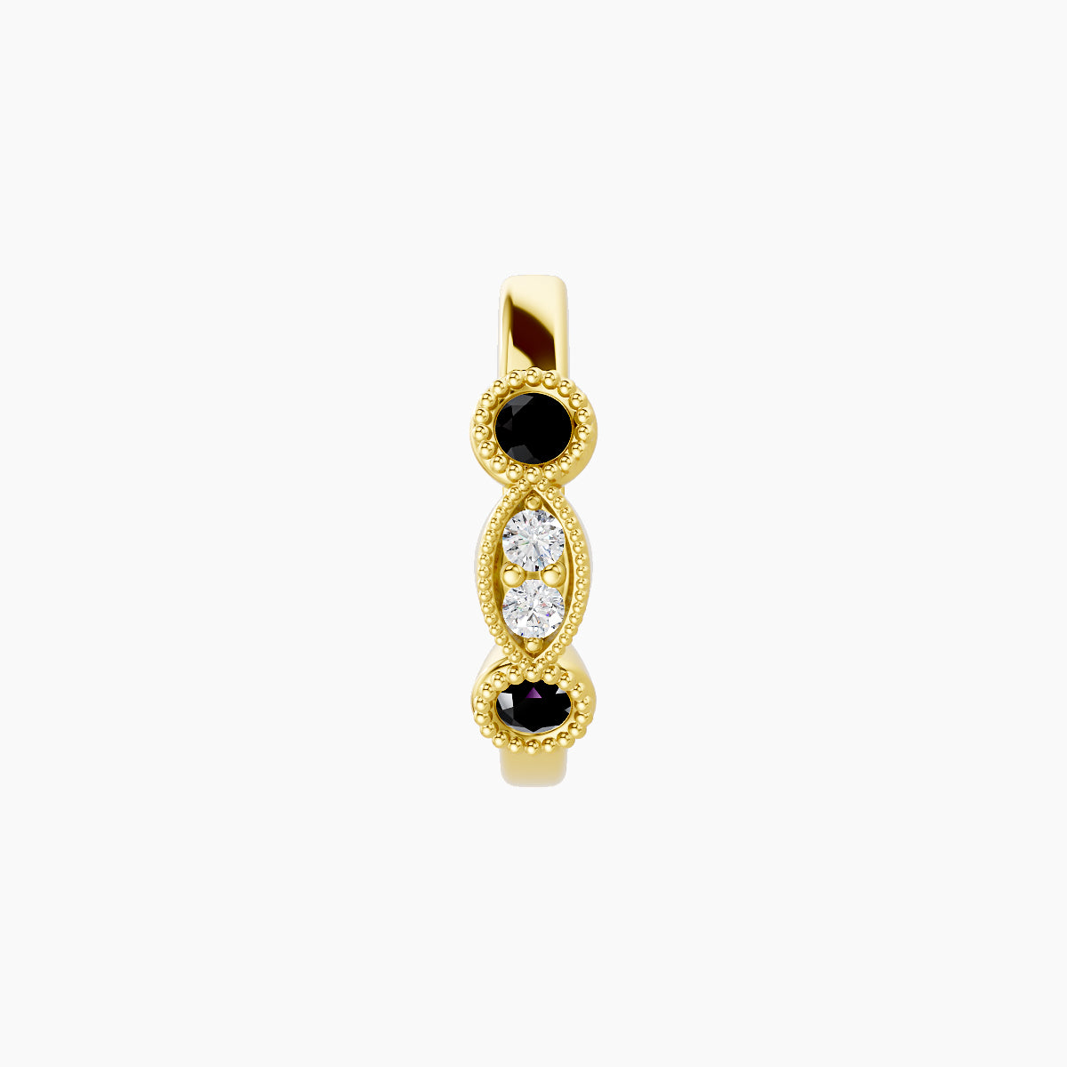 Camilla | 18k Yellow Gold 8 mm Black Diamond & Diamond Hoop Piercing