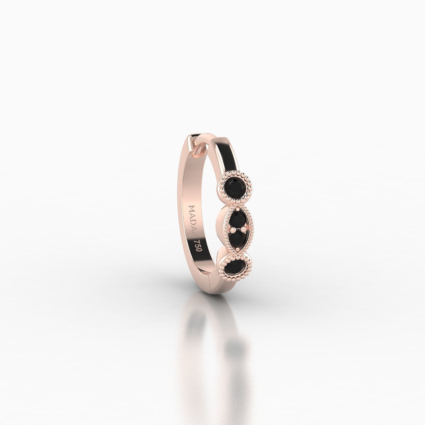 Camilla | 18k Rose Gold 8 mm Black Diamond Hoop Piercing