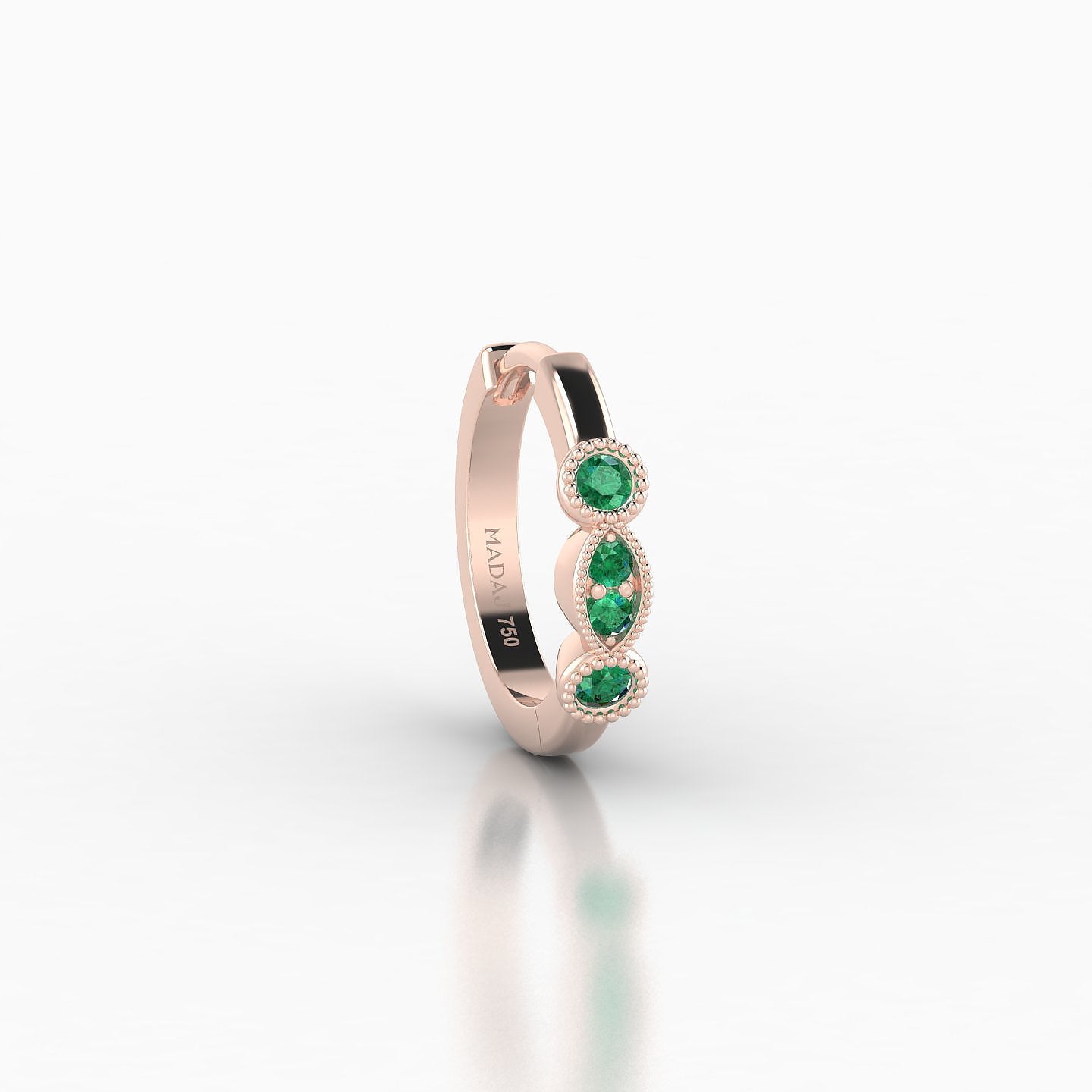 Camilla | 18k Rose Gold 8 mm Emerald Hoop Piercing