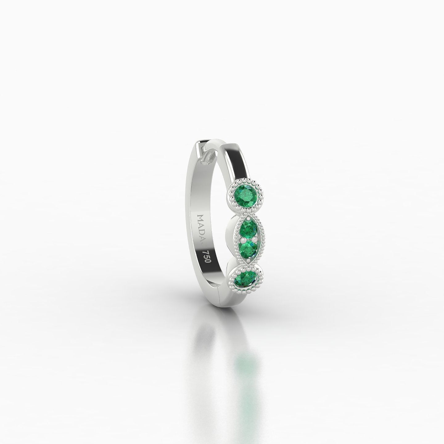 Camilla | 18k White Gold 8 mm Emerald Hoop Piercing