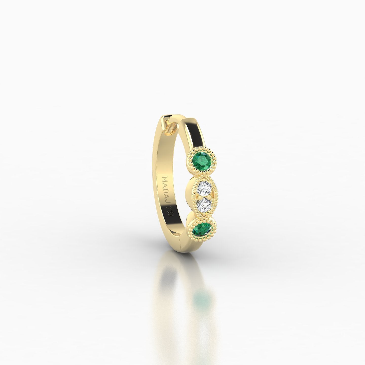 Camilla | 18k Yellow Gold 8 mm Emerald & Diamond Hoop Piercing