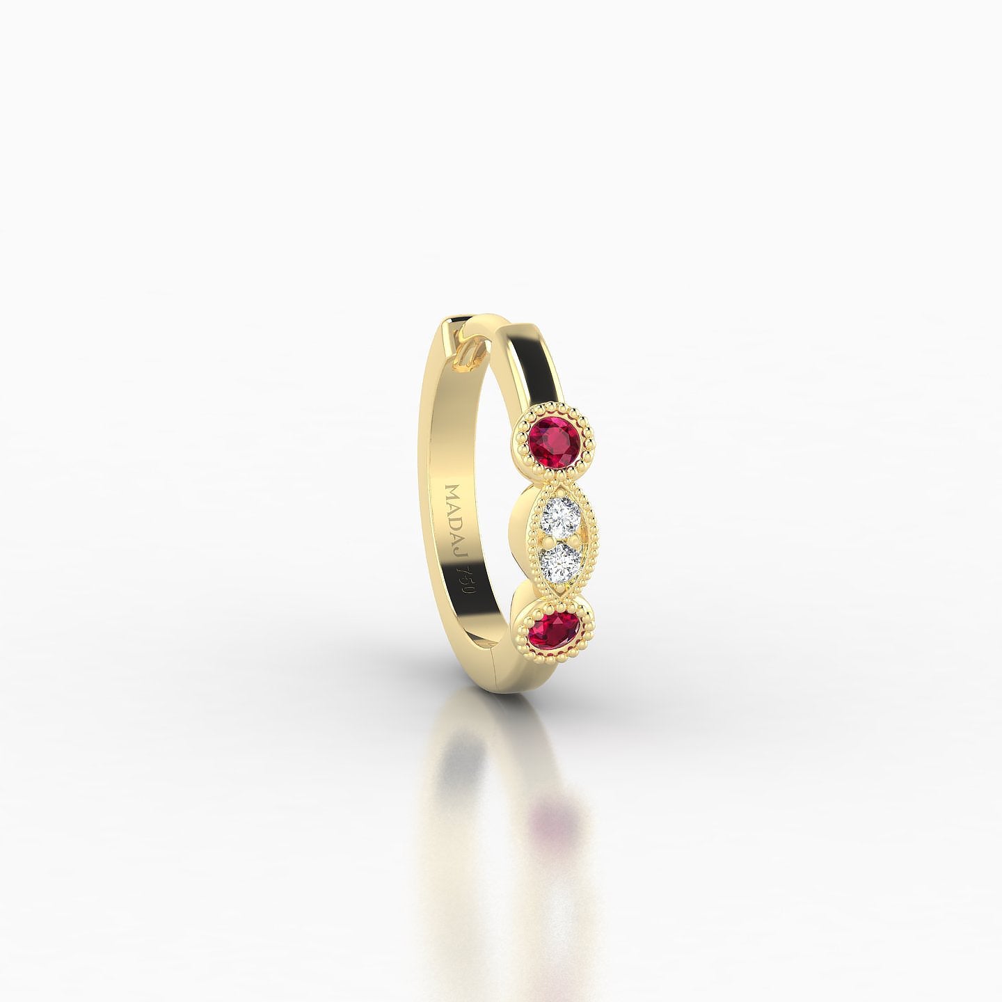 Camilla | 18k Yellow Gold 8 mm Ruby & Diamond Hoop Piercing