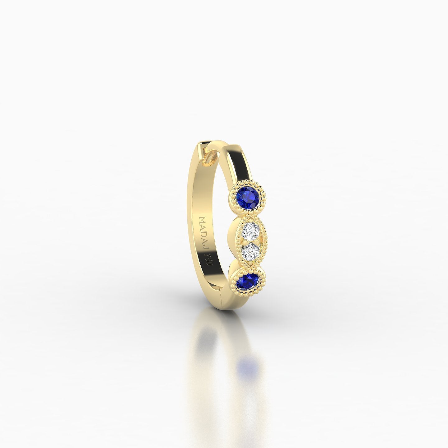 Camilla | 18k Yellow Gold 8 mm Sapphire & Diamond Hoop Piercing