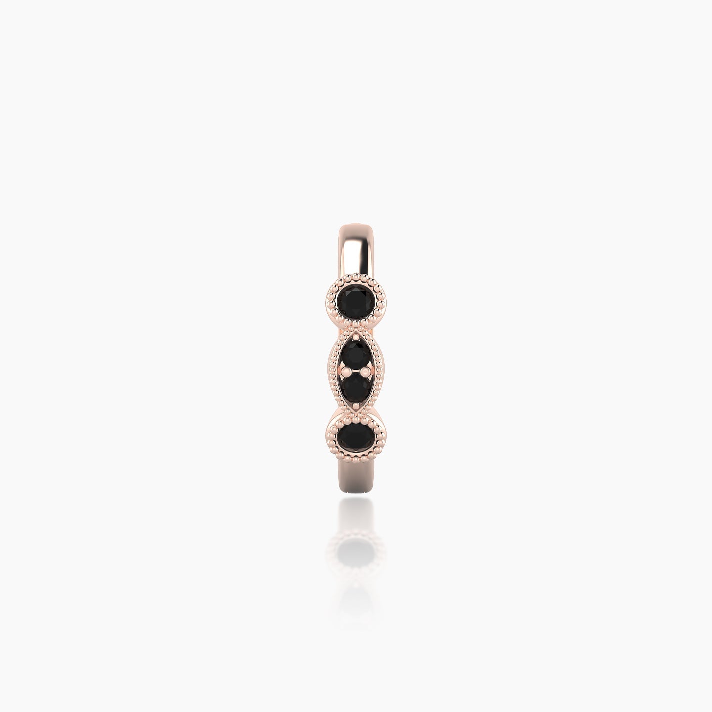 Camilla | 18k Rose Gold 8 mm Black Diamond Hoop Piercing