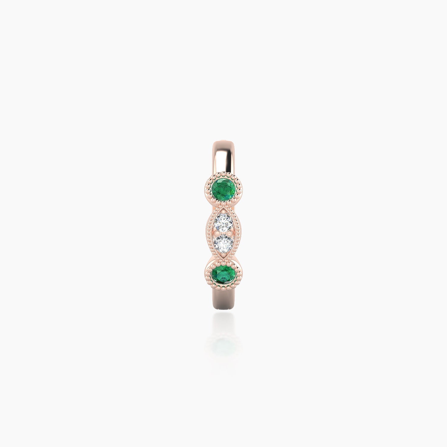 Camilla | 18k Rose Gold 8 mm Emerald & Diamond Hoop Piercing