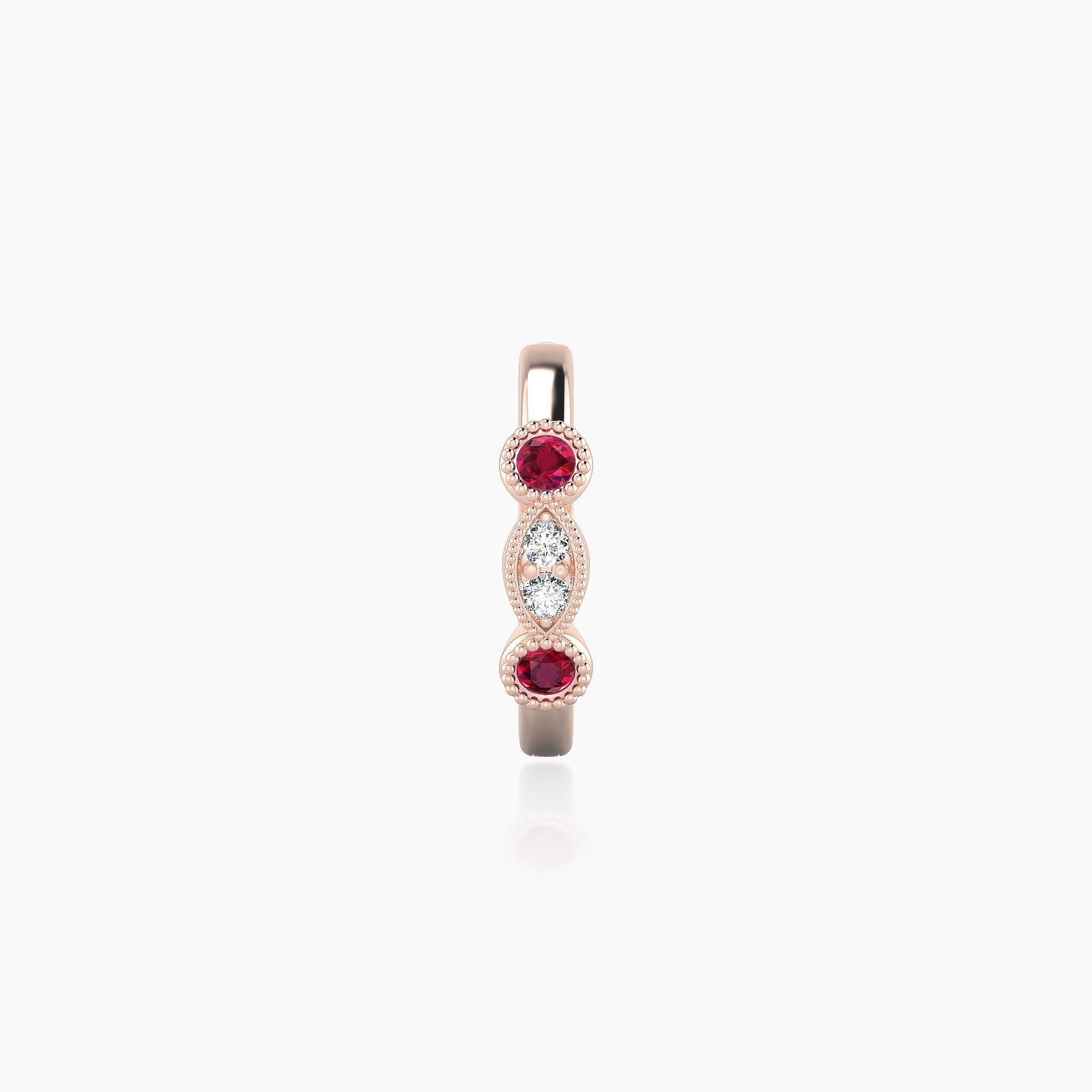 Camilla | 18k Rose Gold 8 mm Ruby & Diamond Hoop Piercing