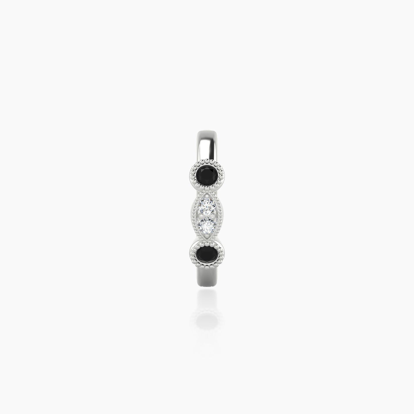 Camilla | 18k White Gold 8 mm Black Diamond & Diamond Hoop Piercing