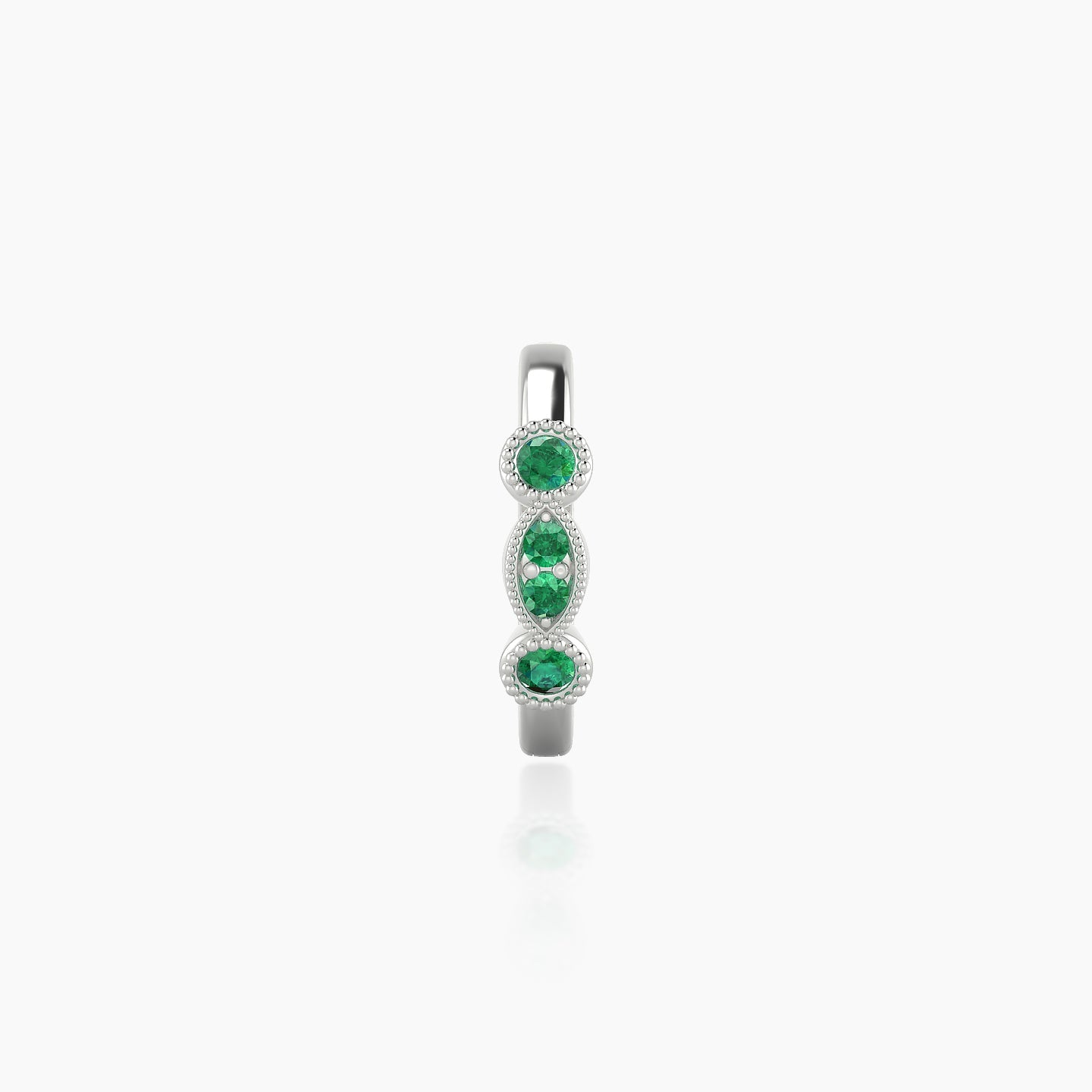 Camilla | 18k White Gold 8 mm Emerald Hoop Piercing