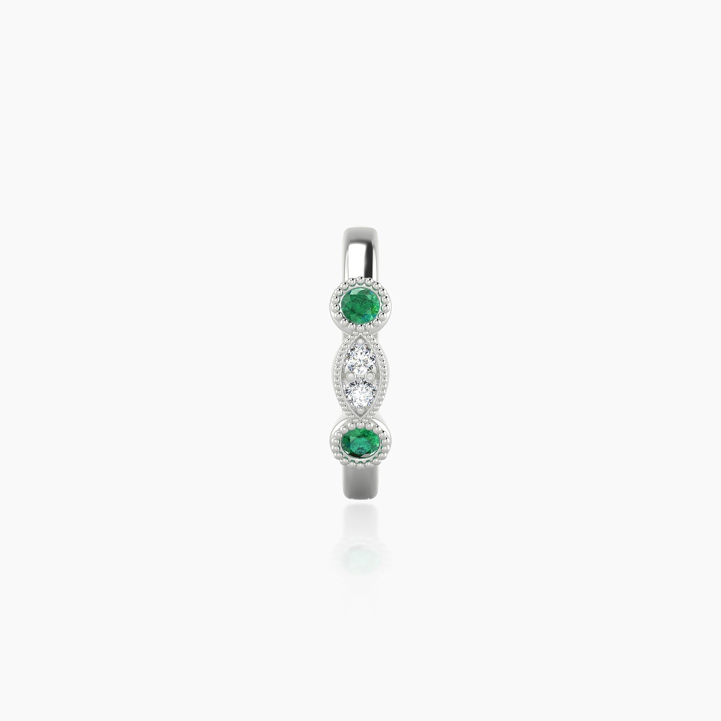 Camilla | 18k White Gold 8 mm Emerald & Diamond Hoop Piercing