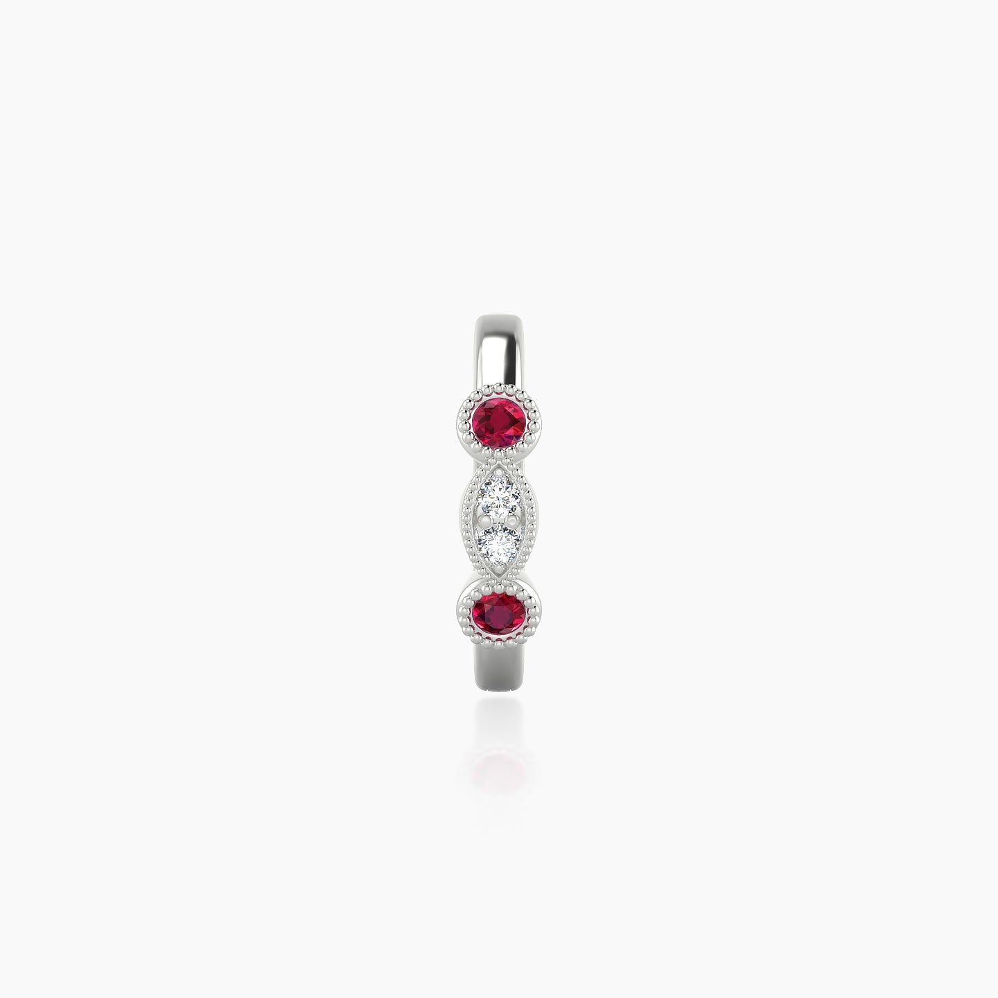 Camilla | 18k White Gold 8 mm Ruby & Diamond Hoop Piercing