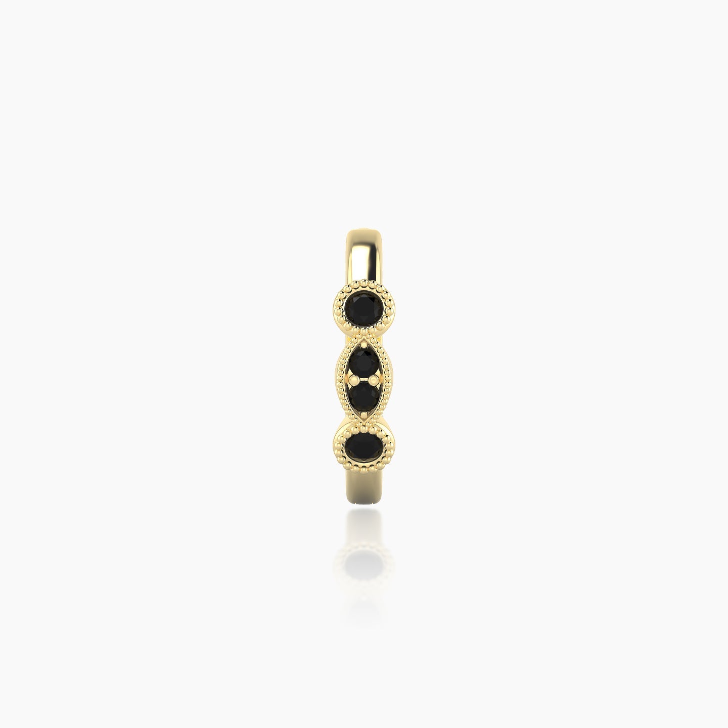 Camilla | 18k Yellow Gold 8 mm Black Diamond Hoop Piercing