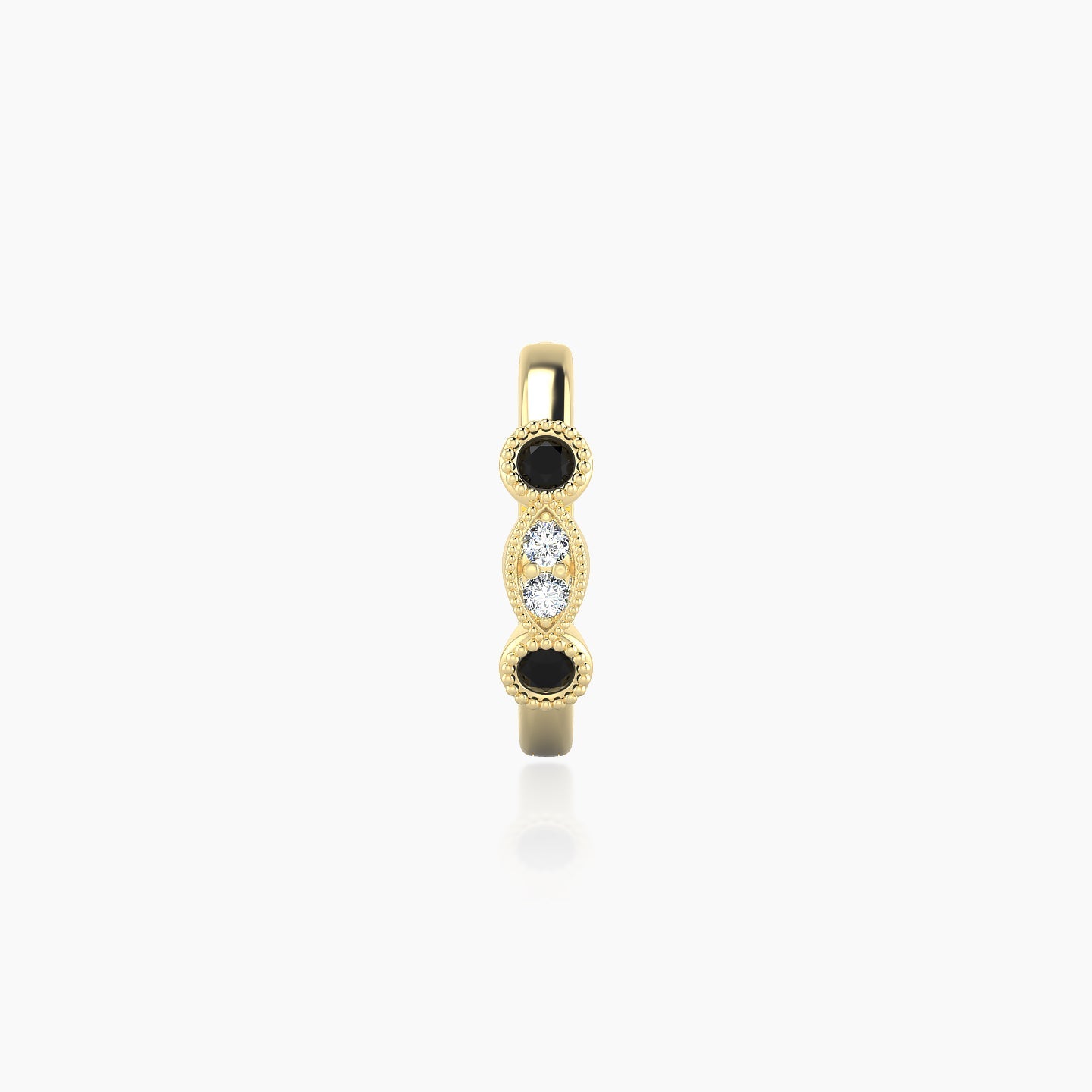 Camilla | 18k Yellow Gold 8 mm Black Diamond & Diamond Hoop Piercing