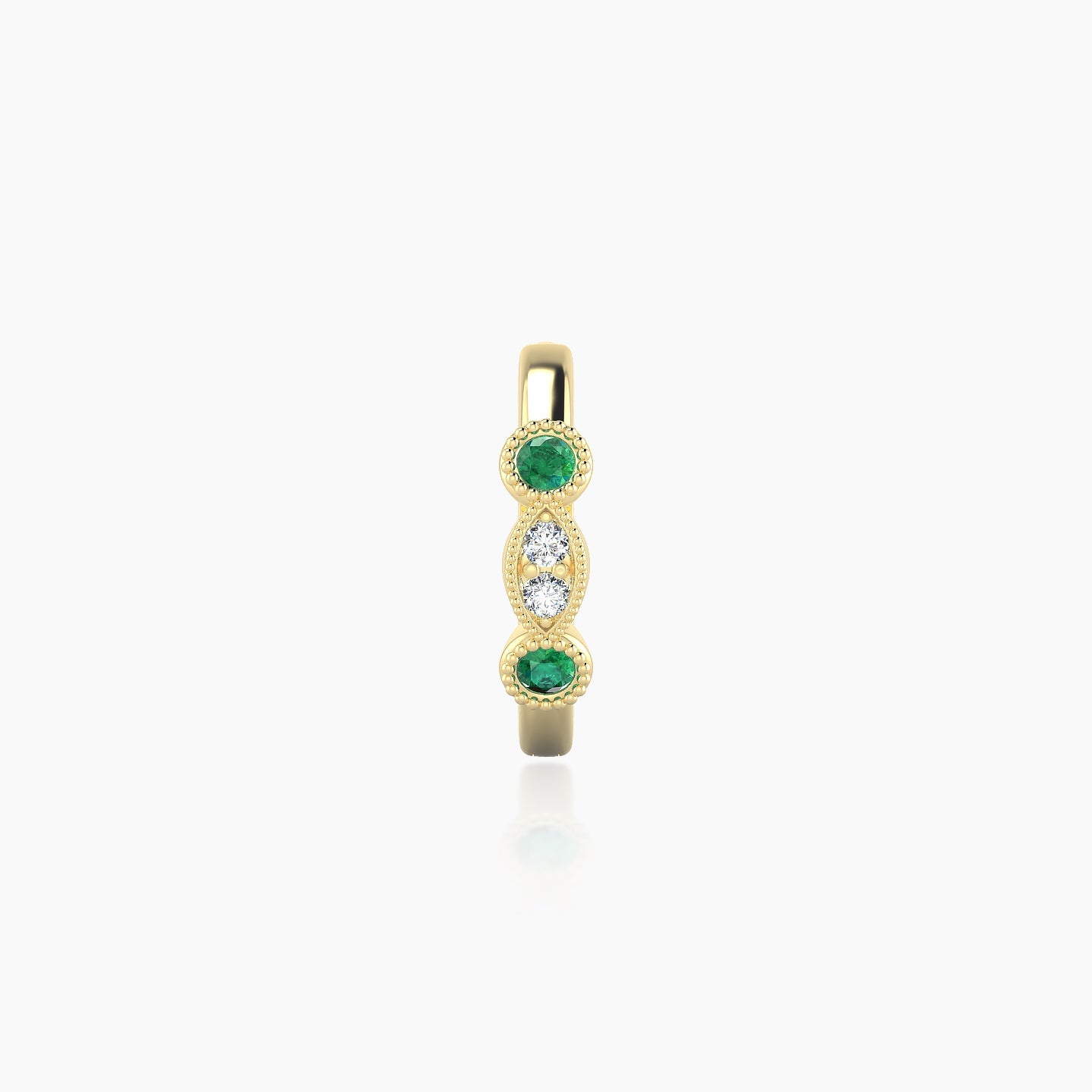 Camilla | 18k Yellow Gold 8 mm Emerald & Diamond Hoop Piercing