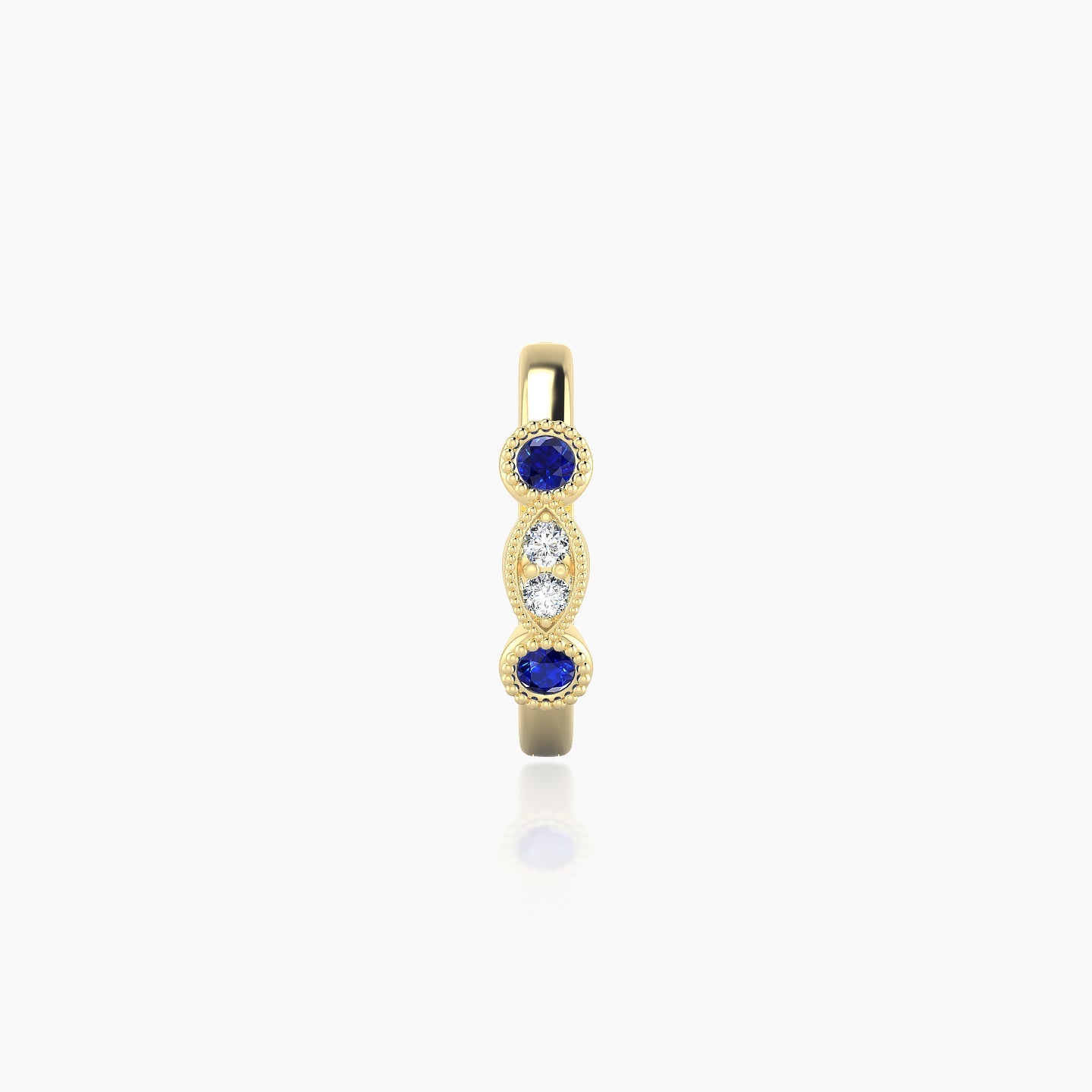 Camilla | 18k Yellow Gold 8 mm Sapphire & Diamond Hoop Piercing