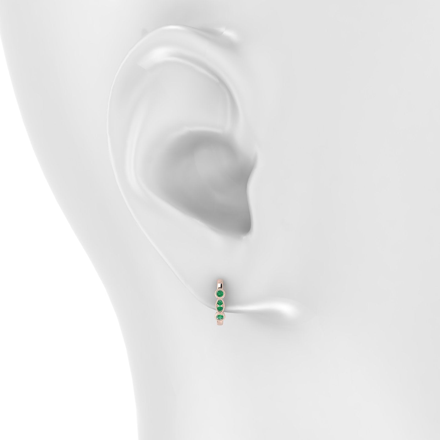 Camilla | 18k Rose Gold 8 mm Emerald Hoop Piercing