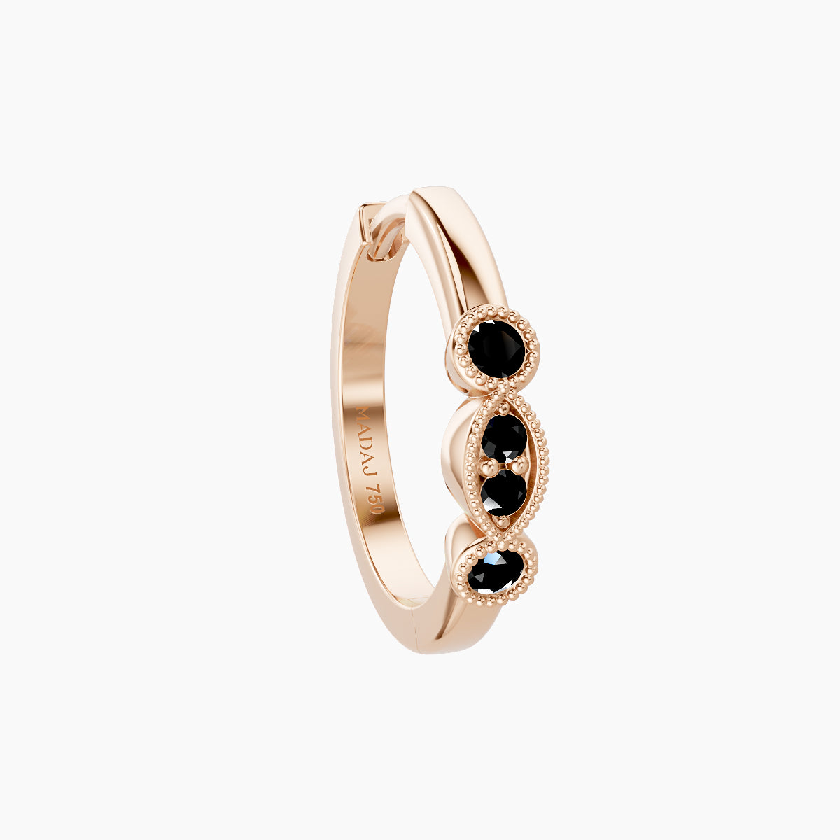 Camilla | 18k Rose Gold 9.5 mm Black Diamond Hoop Piercing