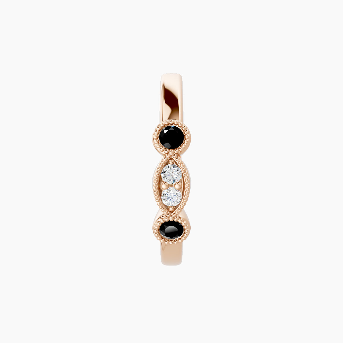 Camilla | 18k Rose Gold 9.5 mm Black Diamond & Diamond Hoop Piercing