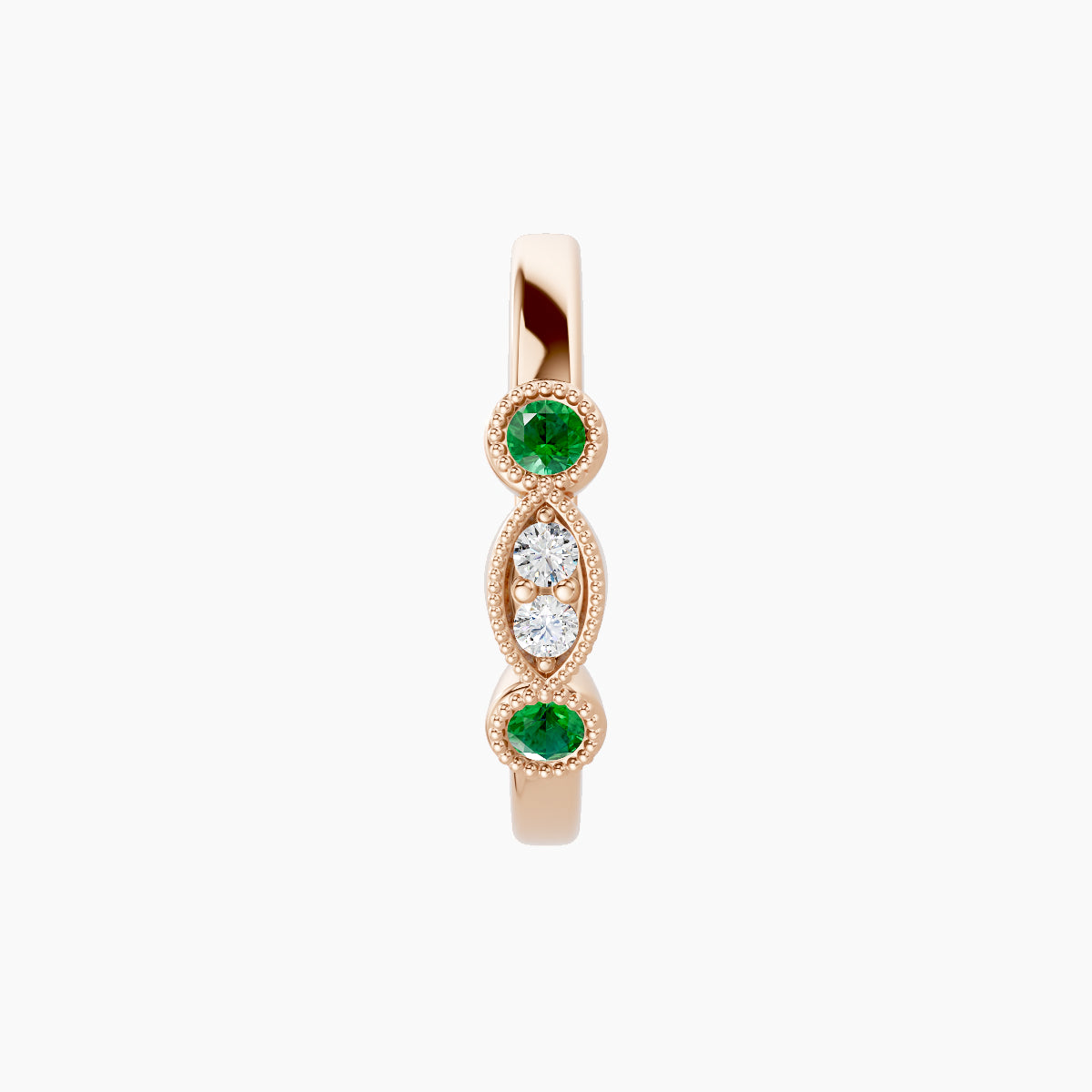 Camilla | 18k Rose Gold 9.5 mm Emerald & Diamond Hoop Piercing
