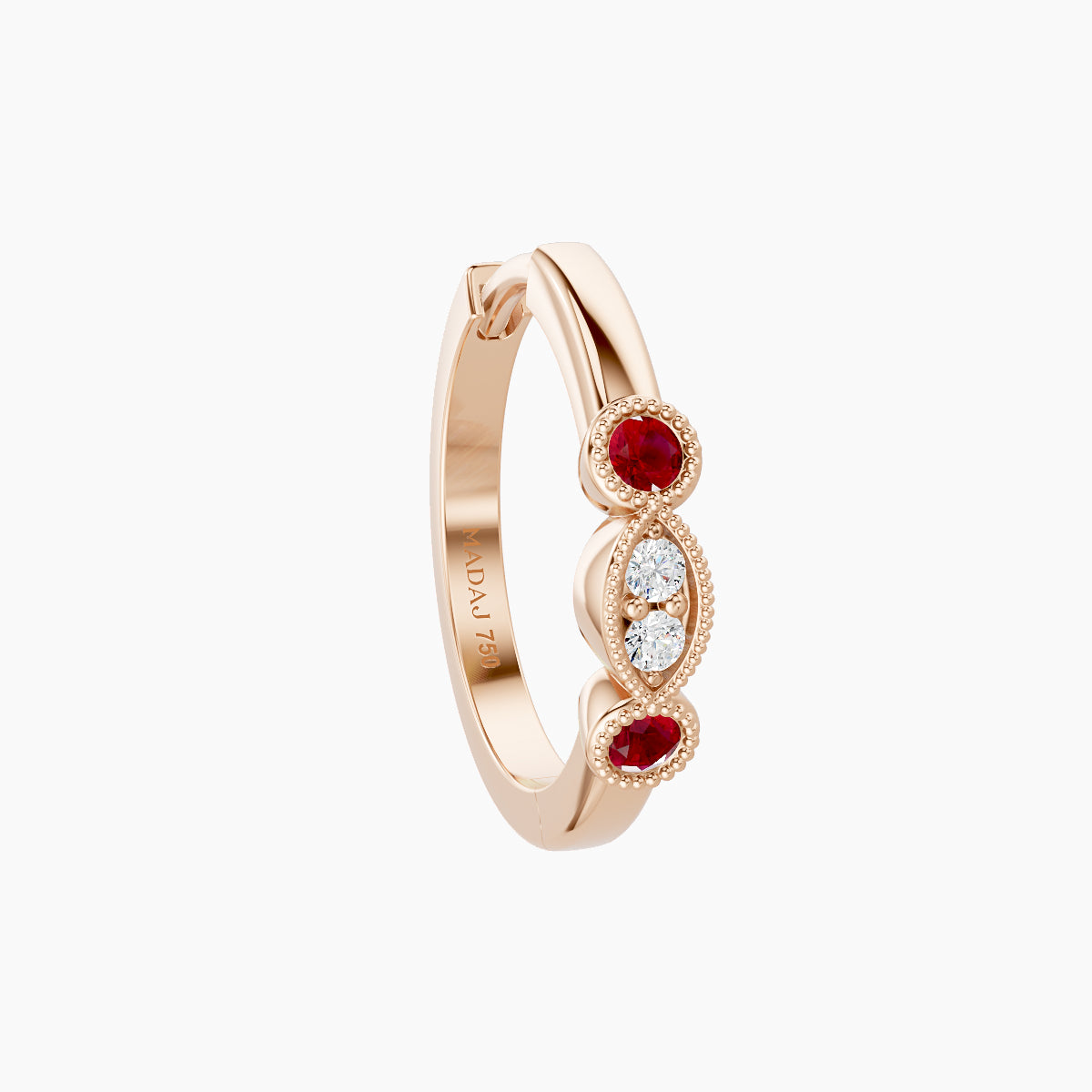 Camilla | 18k Rose Gold 9.5 mm Ruby & Diamond Hoop Piercing