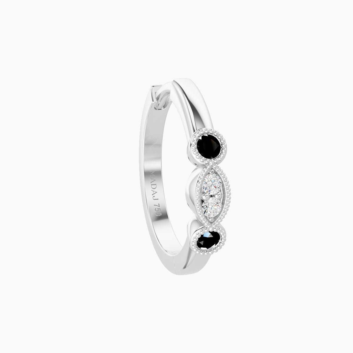 Camilla | 18k White Gold 9.5 mm Black Diamond & Diamond Hoop Piercing