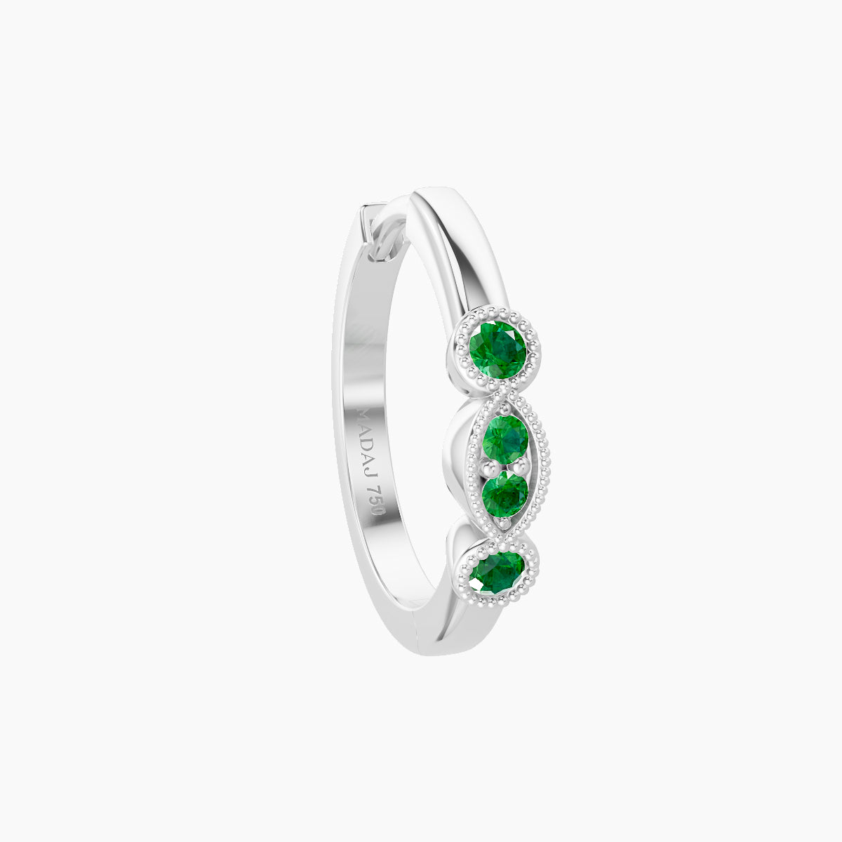 Camilla | 18k White Gold 9.5 mm Emerald Hoop Piercing