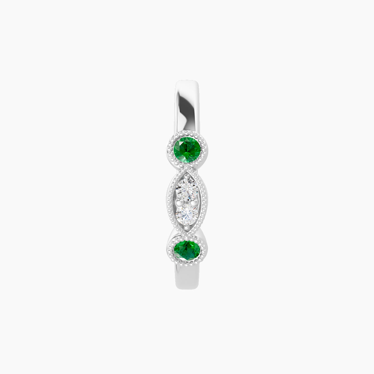 Camilla | 18k White Gold 9.5 mm Emerald & Diamond Hoop Piercing
