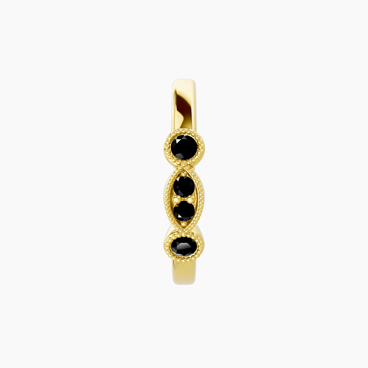 Camilla | 18k Yellow Gold 9.5 mm Black Diamond Hoop Piercing