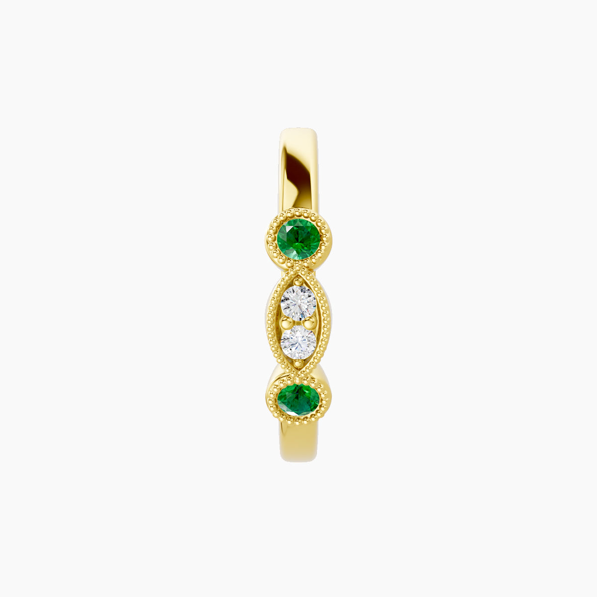 Camilla | 18k Yellow Gold 9.5 mm Emerald & Diamond Hoop Piercing