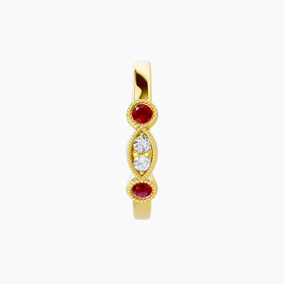 Camilla | 18k Yellow Gold 9.5 mm Ruby & Diamond Hoop Piercing