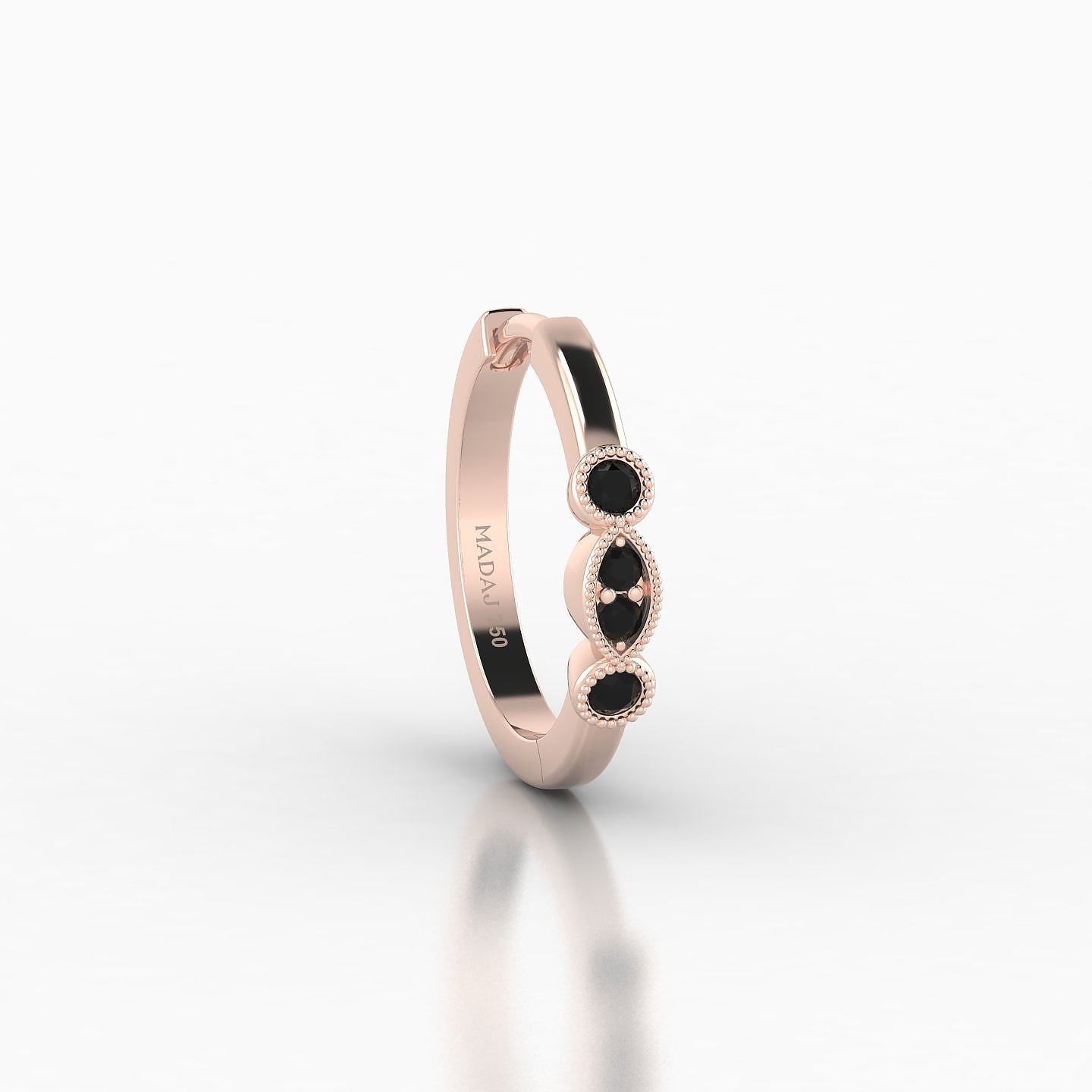 Camilla | 18k Rose Gold 9.5 mm Black Diamond Hoop Piercing