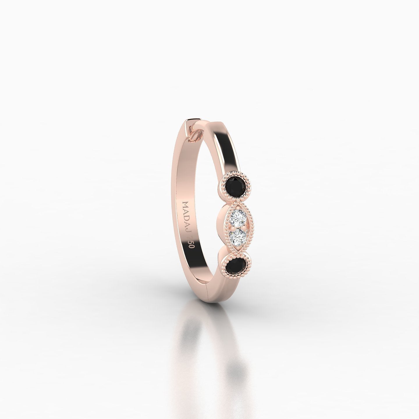 Camilla | 18k Rose Gold 9.5 mm Black Diamond & Diamond Hoop Piercing