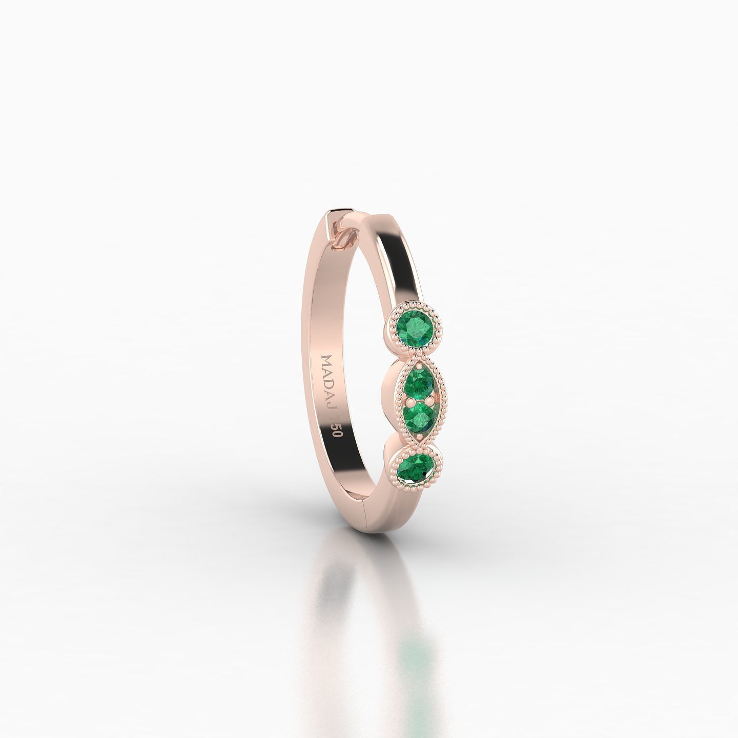 Camilla | 18k Rose Gold 9.5 mm Emerald Hoop Piercing