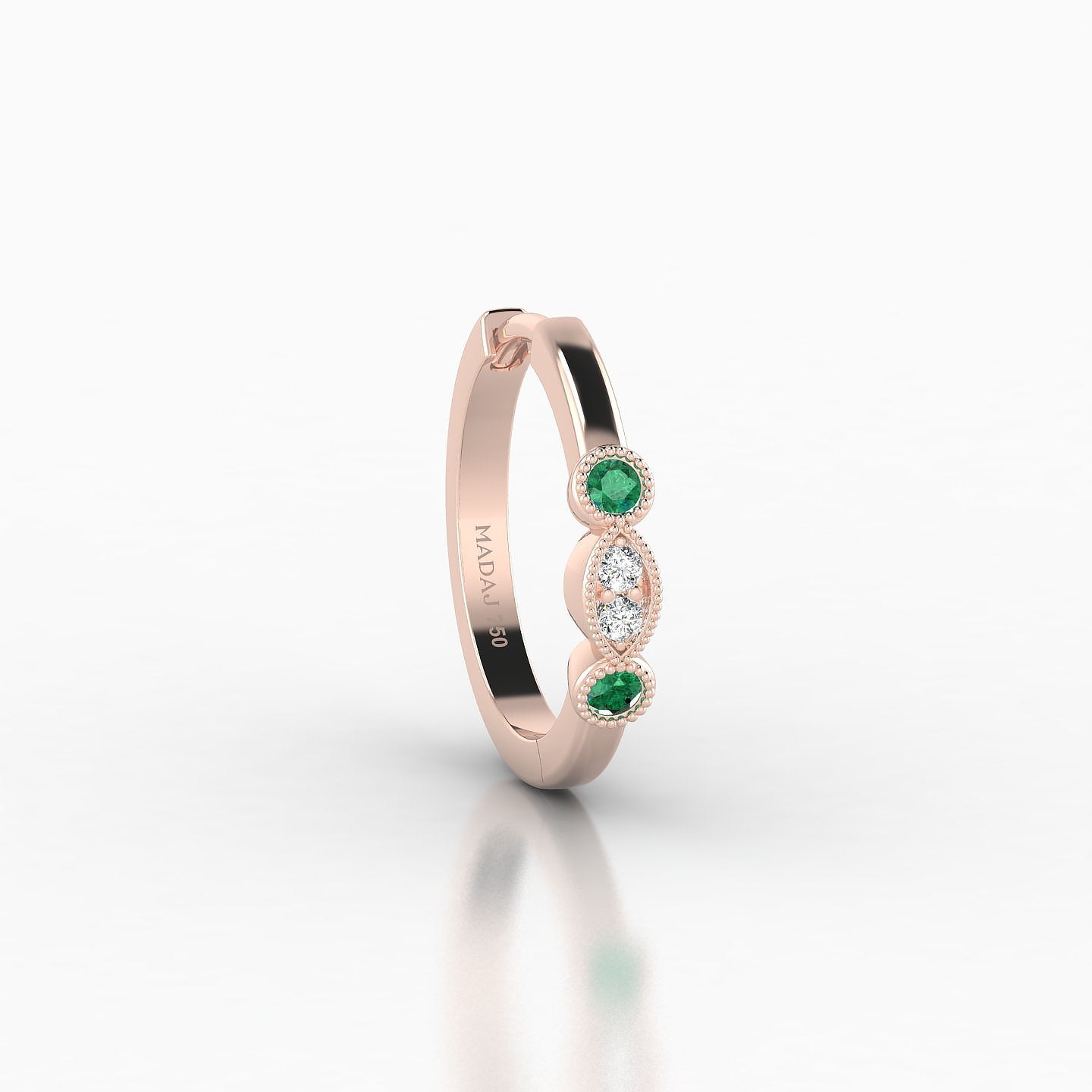 Camilla | 18k Rose Gold 9.5 mm Emerald & Diamond Hoop Piercing