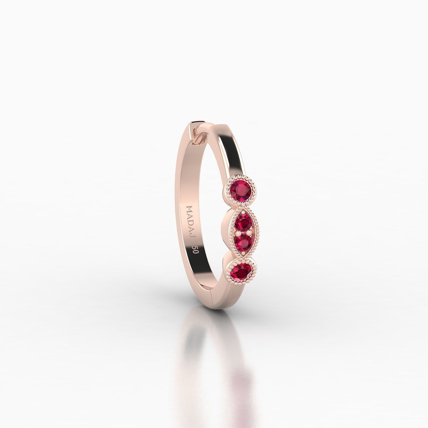 Camilla | 18k Rose Gold 9.5 mm Ruby Hoop Piercing