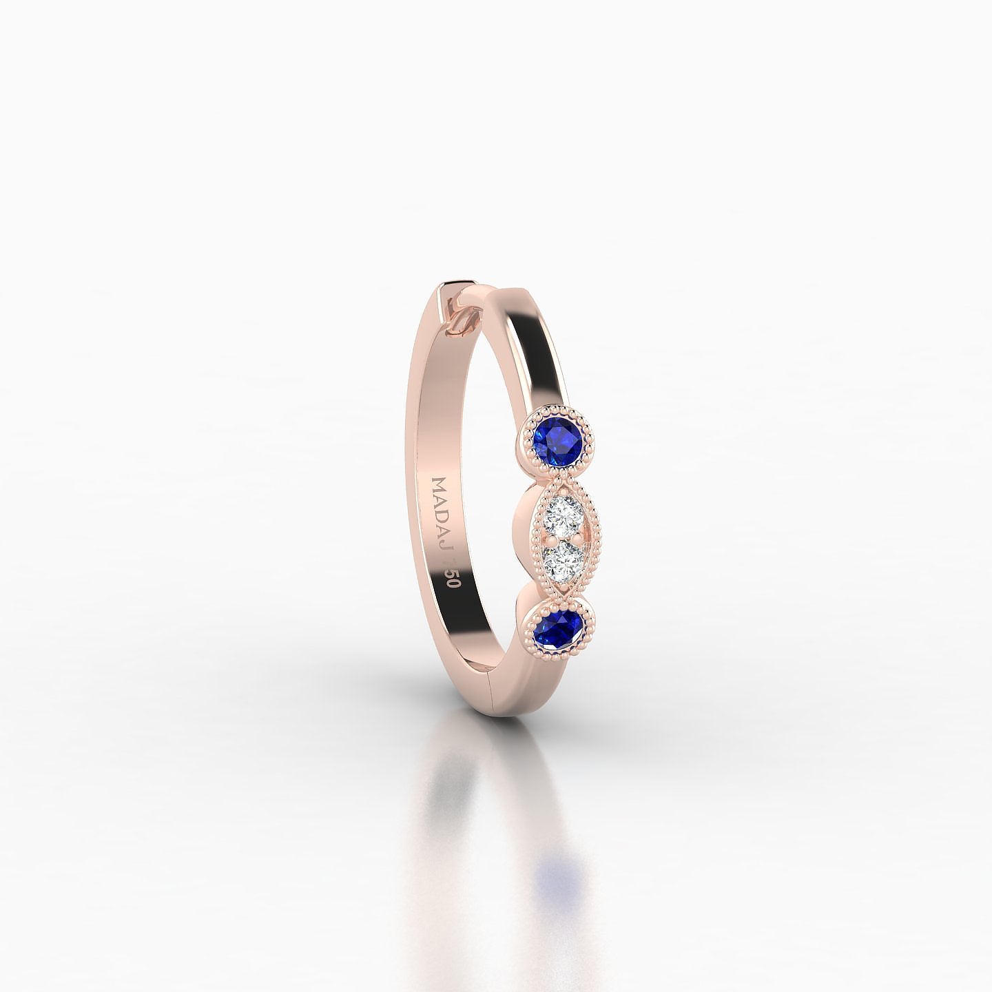 Camilla | 18k Rose Gold 9.5 mm Sapphire & Diamond Hoop Piercing