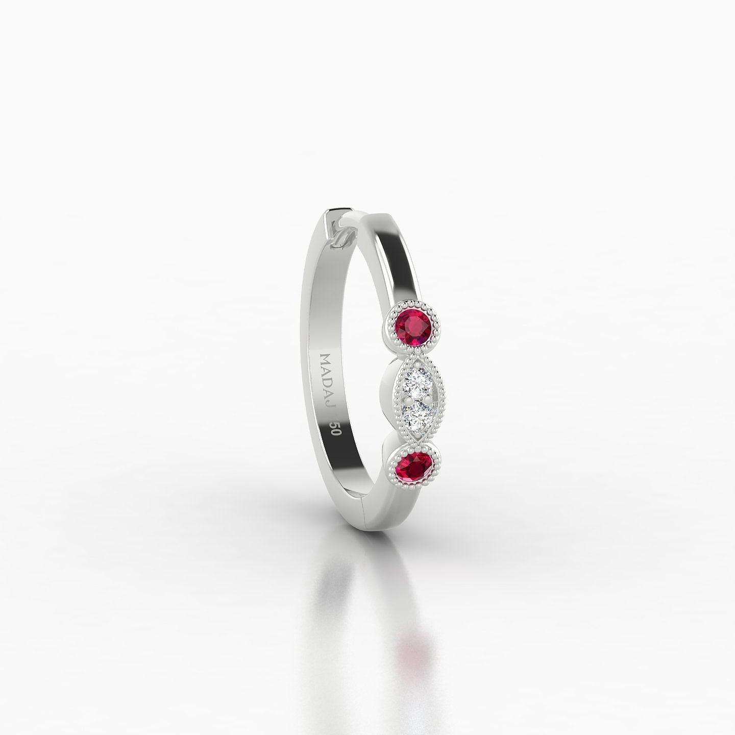 Camilla | 18k White Gold 9.5 mm Ruby & Diamond Hoop Piercing