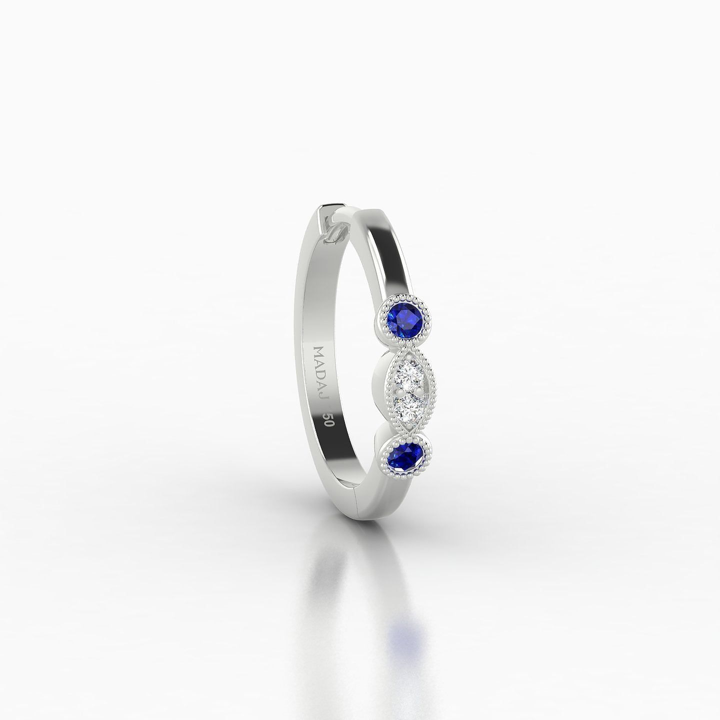 Camilla | 18k White Gold 9.5 mm Sapphire & Diamond Hoop Piercing