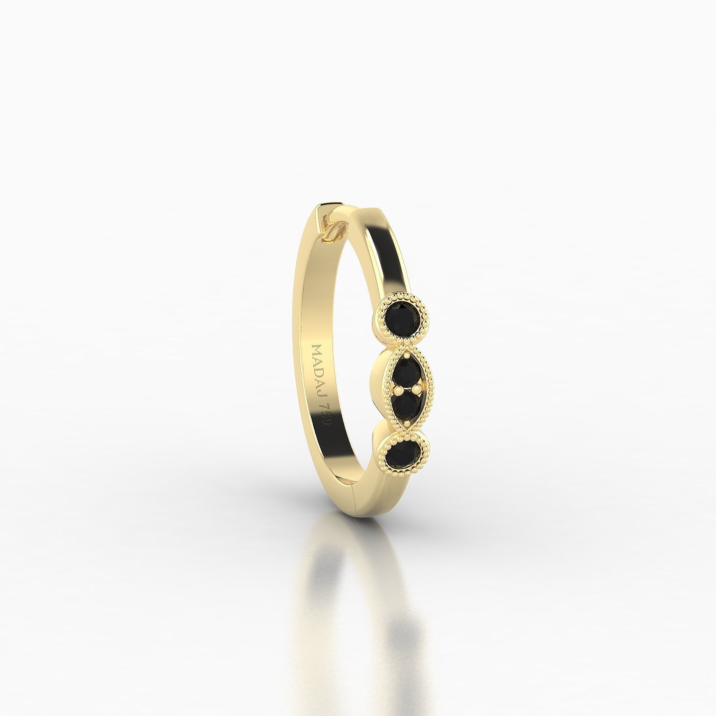 Camilla | 18k Yellow Gold 9.5 mm Black Diamond Hoop Piercing