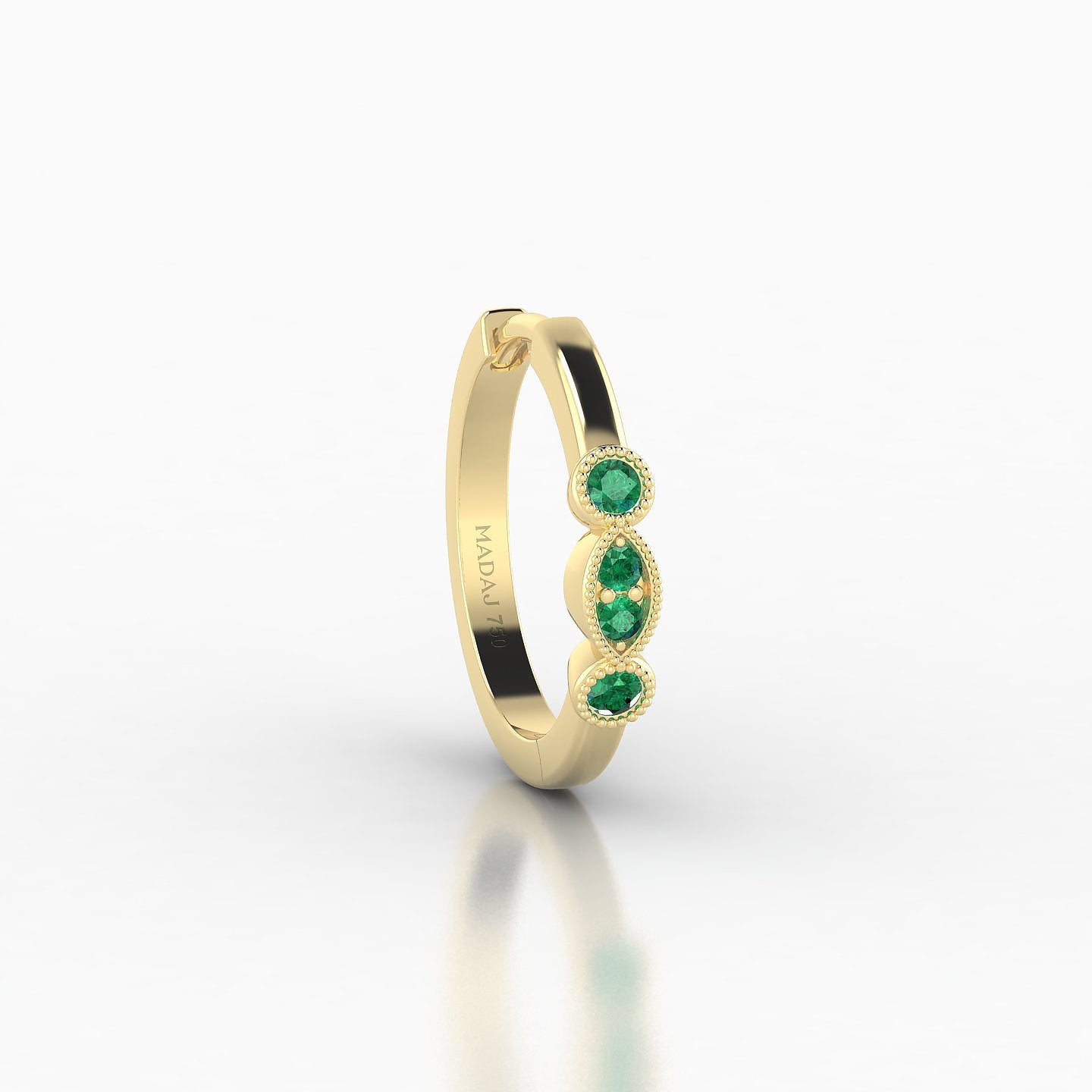 Camilla | 18k Yellow Gold 9.5 mm Emerald Hoop Piercing