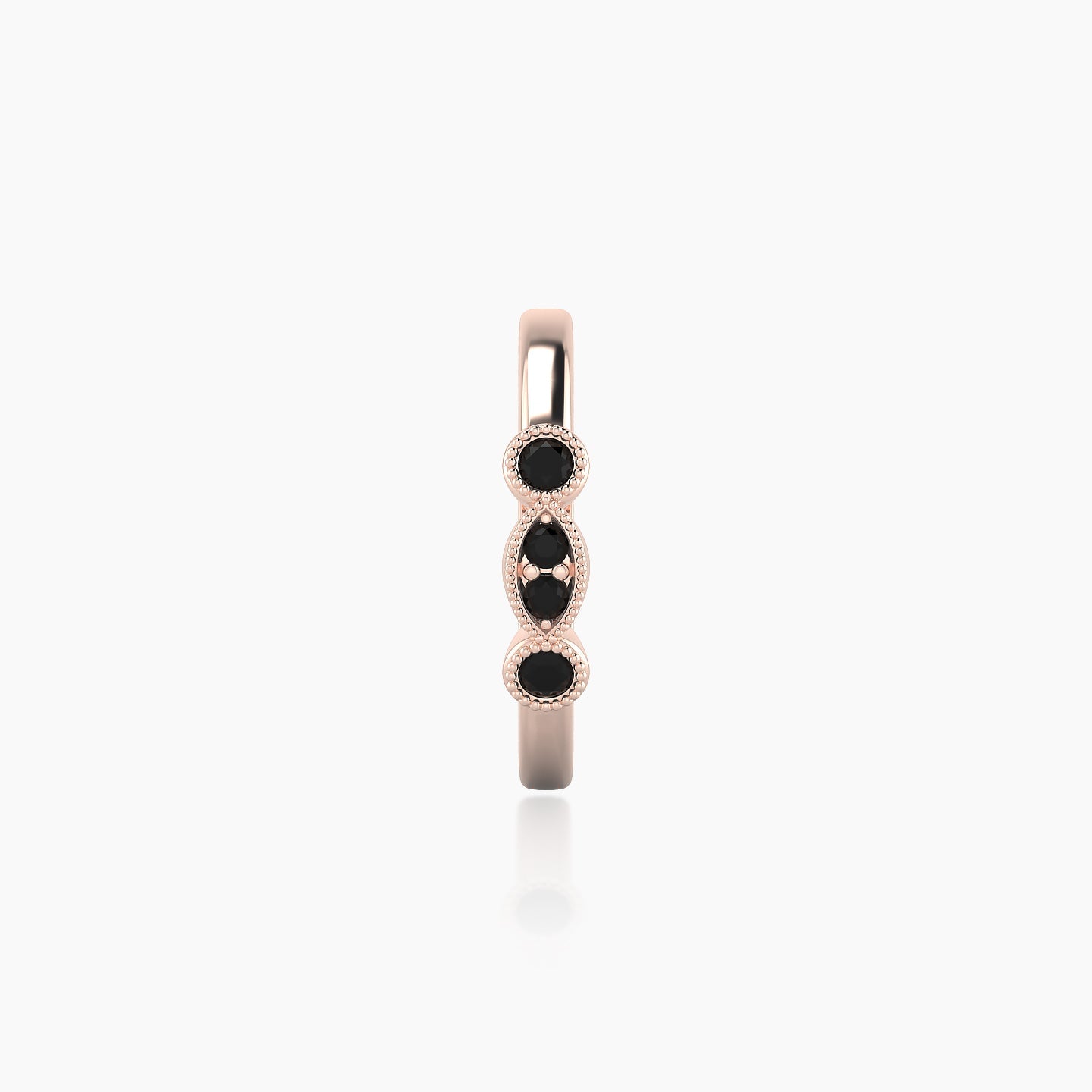 Camilla | 18k Rose Gold 9.5 mm Black Diamond Hoop Piercing