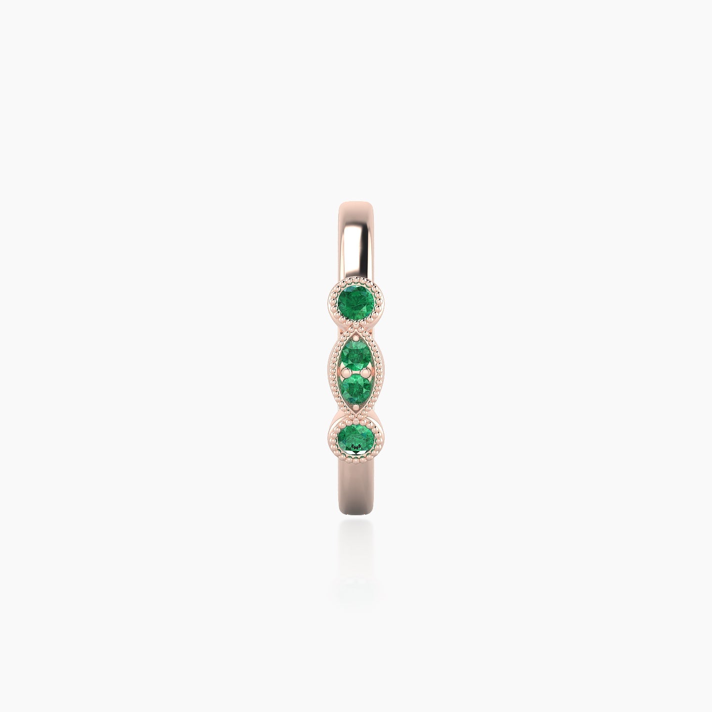 Camilla | 18k Rose Gold 9.5 mm Emerald Hoop Piercing