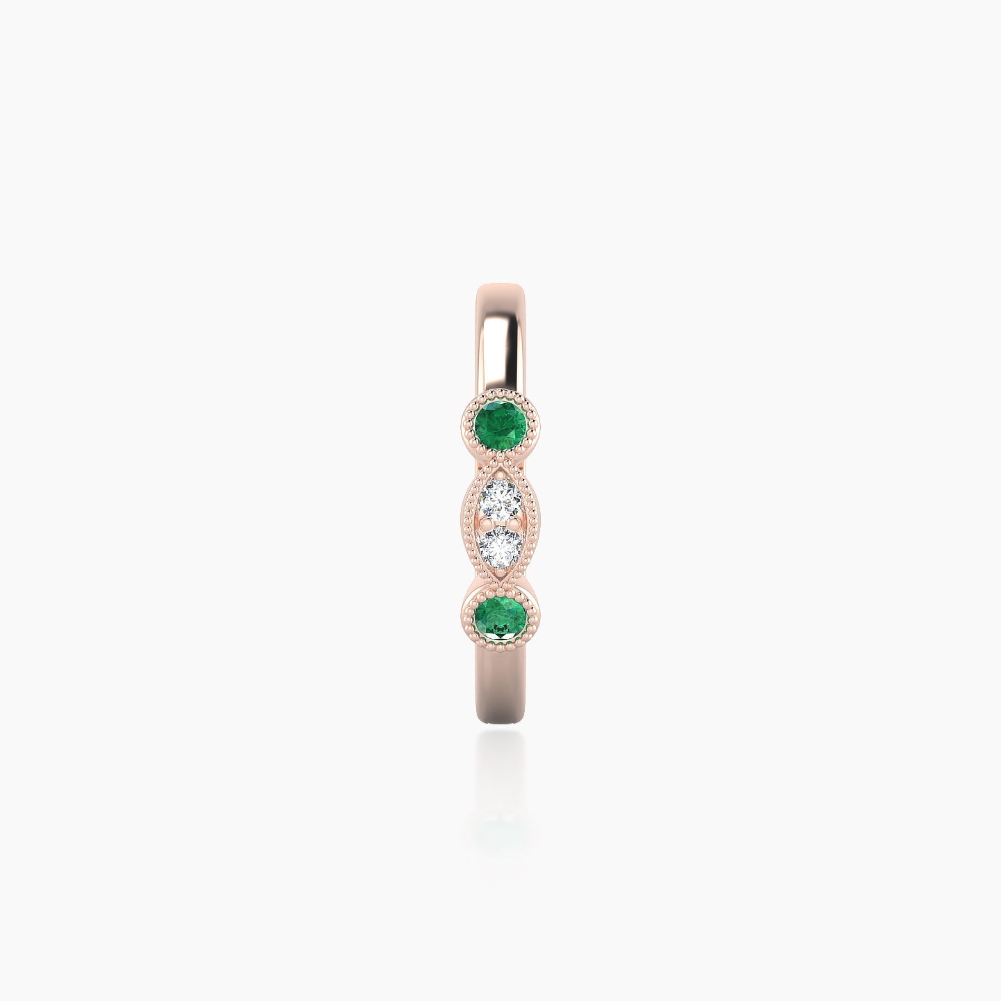 Camilla | 18k Rose Gold 9.5 mm Emerald & Diamond Hoop Piercing