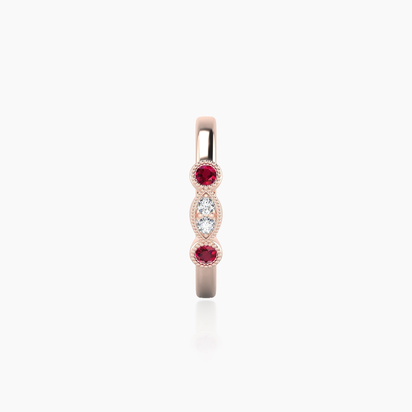 Camilla | 18k Rose Gold 9.5 mm Ruby & Diamond Hoop Piercing