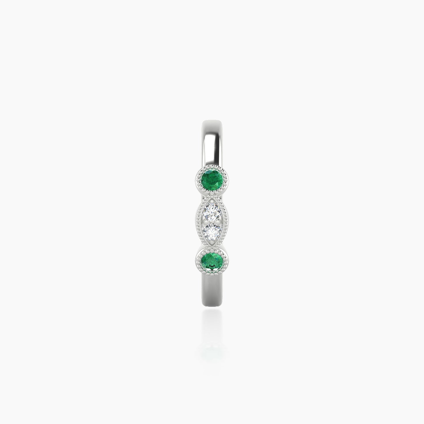 Camilla | 18k White Gold 9.5 mm Emerald & Diamond Hoop Piercing