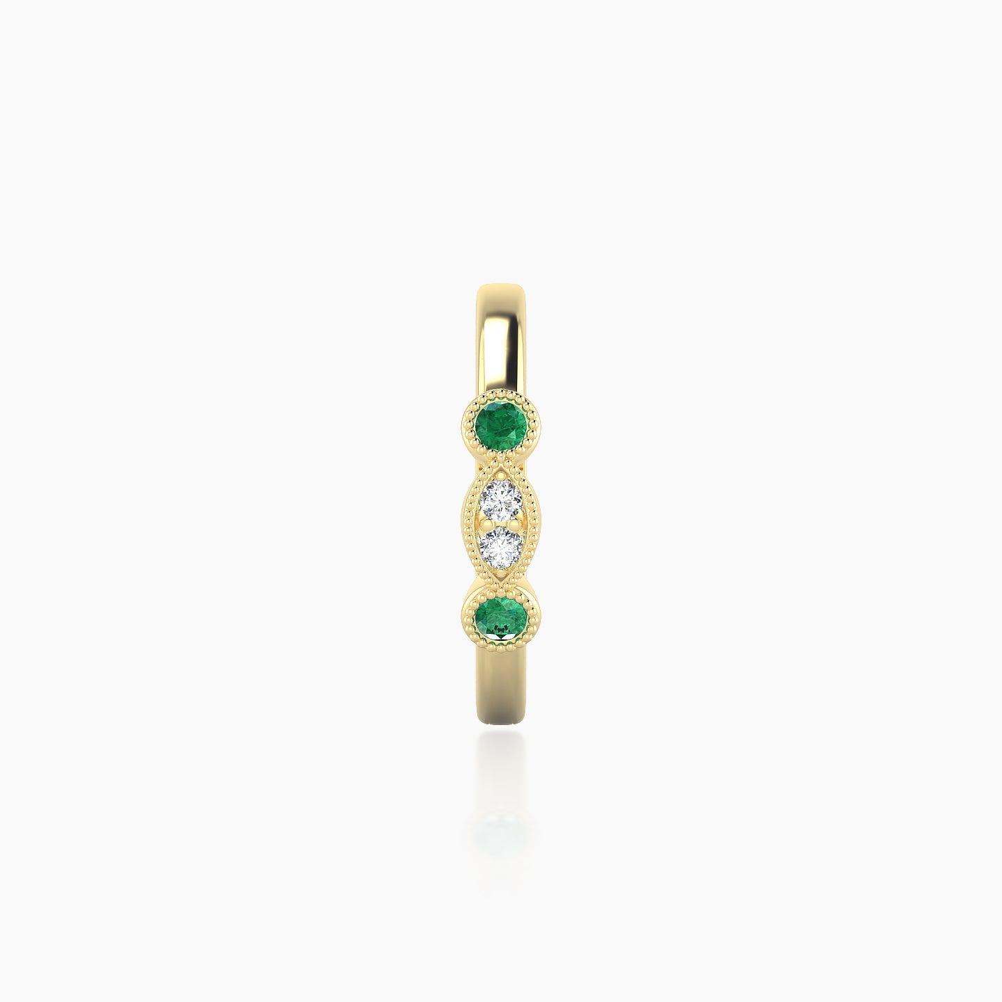 Camilla | 18k Yellow Gold 9.5 mm Emerald & Diamond Hoop Piercing