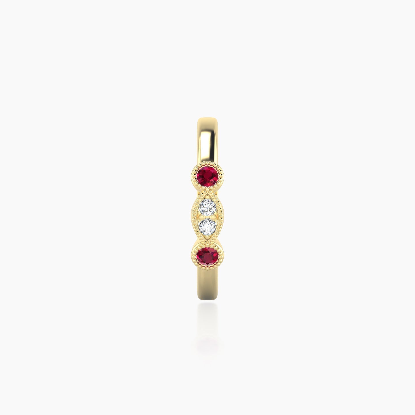 Camilla | 18k Yellow Gold 9.5 mm Ruby & Diamond Hoop Piercing