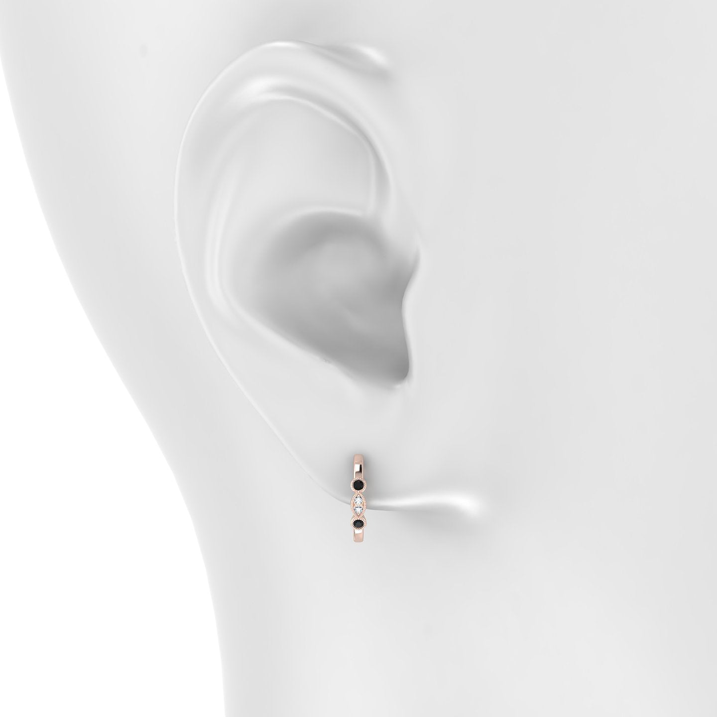 Camilla | 18k Rose Gold 9.5 mm Black Diamond & Diamond Hoop Piercing