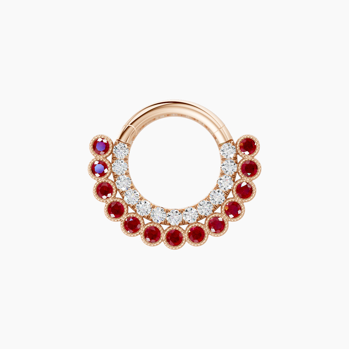 Cassandre | 18k Rose Gold 6.5 mm Ruby & Diamond Daith Piercing