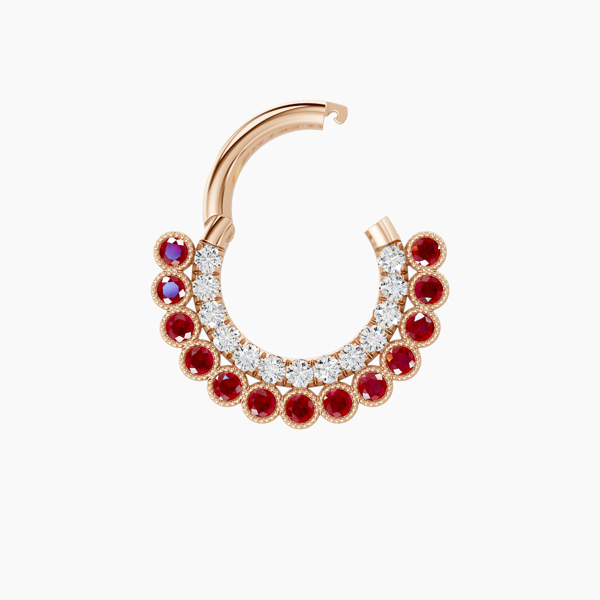 Cassandre | 18k Rose Gold 6.5 mm Ruby & Diamond Daith Piercing